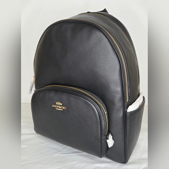 NWT Coach Black Leather Court Backpack In Large - Picture 2 of 16